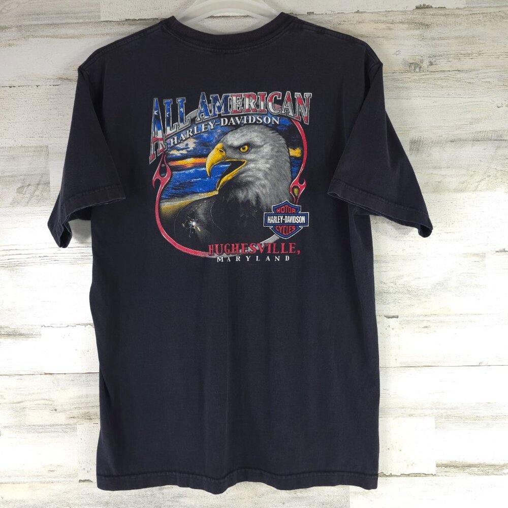 VINTAGE Y2K HARLEY DAVIDSON MENS SIZE XL MADE IN USA BLACK T SHIRT SHORT SLEEVE - Picture 1 of 9